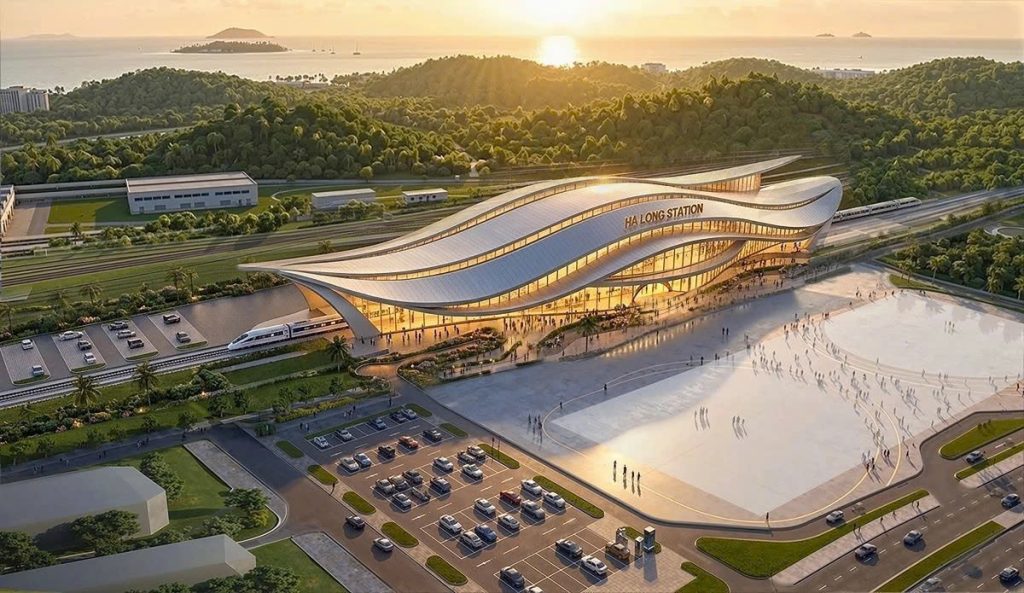 Trong mô hình TOD, Vinhomes Global Gate Hạ Long sở hữu nhiều lợi thế với nhà ga depot tuyến đường sắt tốc độ cao Hà Nội - Quảng Ninh nằm đối diện (Ảnh: Vinhomes).